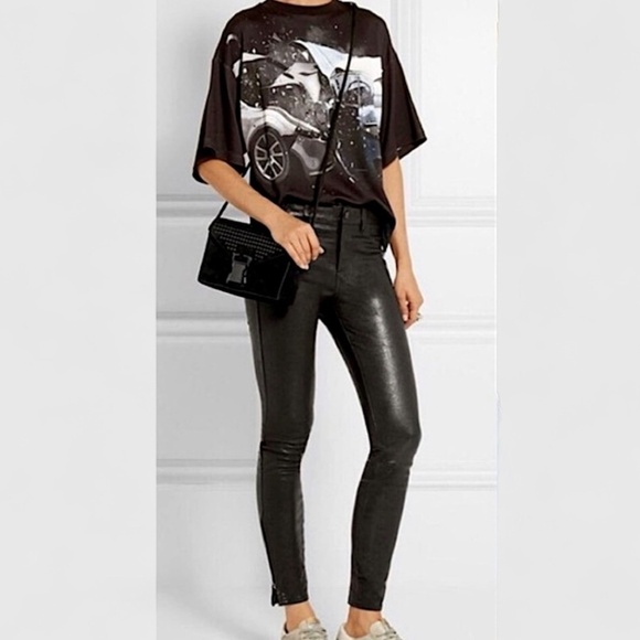 J BRAND L8001 Genuine Lamb Leather Skinny Jeans with Ankle Zippers - Picture 5 of 16